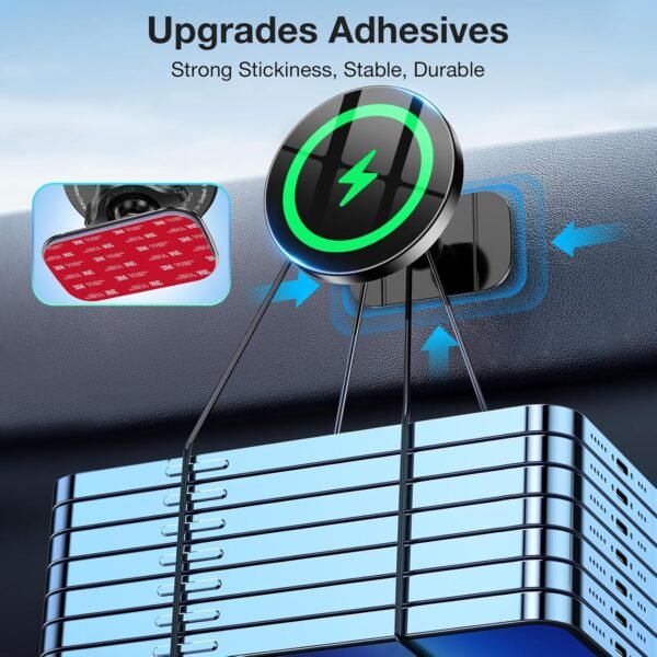 LISEN for 15W MagSafe Car Mount Charger,MagSafe Charger,Wireless Car Charger,Magnetic Phone Holder for Car,Phone Holders for Your Car Accessories for Women Men Jeep Ford F150 for iPhone 17-12,Samsung