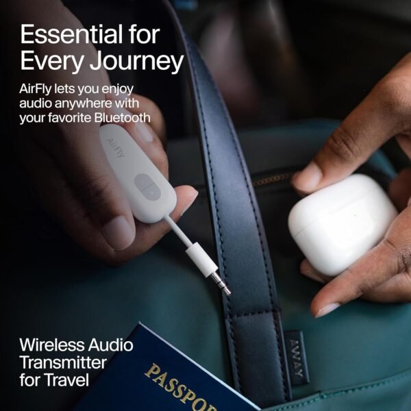 Twelve South AirFly SE | Bluetooth Wireless Audio Transmitter Adapter for AirPods/Headphones, 20+ Hr Battery, Works with 3.5mm aux Jacks on Airplanes, TVs, Gym Equipment, and Travel