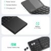 Samsers Foldable Bluetooth Keyboard with Touchpad - Portable Wireless Keyboard with Holder, Rechargeable Full Size Ultra Slim Pocket Folding Keyboards for Android Windows iOS Tablet & Laptop - Black