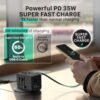 35W GaN Universal Travel Adapter,5 in1 International Power Adapter European Travel Plug Adapter with Retractable Type-C Fast Charging Station for EU/UK/US/A