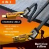 [Upgraded 2.0] 4-in-1 USB C Cable 60W 5FT Compatible with Lightning Cable [Fast Charging & Data Transfer] Flat Braided Multi Charger Cord Combo with L/USB C/A Port for iPhone/iPad & All Devices