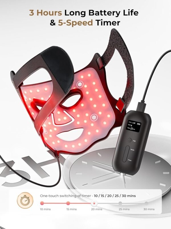 FDA-Cleared Red Light Therapy for Face & Neck, Rechargeable 7-in-1 LED with 850nm & 660nm NIR, Hands-Free Silicone for Anti-Aging, Wrinkle Reduction & Sensitive Skin During Yoga or Work