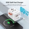 TESSAN Universal Travel Adapter, 65W GaN International Plug Adaptor with 4 USB(2 USB C) Charging Ports, Worldwide Power Outlet for US to European EU UK AUS Ireland(Type C/G/A/I)