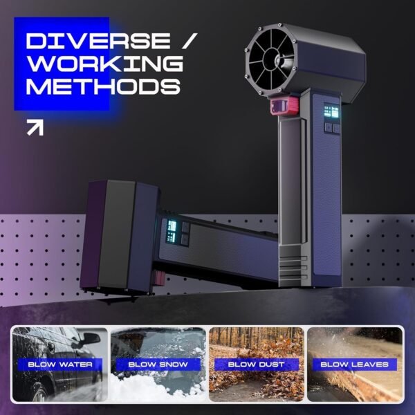 Car Dryer Air Blower & Oversize Turbo Dryer for Cars | 750W 3.6LB Thrust Cordless | 64mm Turbo Fan for Wheels, Snow, Golf | Handheld Leaf Blower (Deep Black)