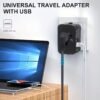 Travel Adapter with USB, Universal All in One Worldwide Travel Adapter Power Converters Wall Charger AC Power Plug Adaptor with 2 USB Ports Charging Ports for USA EU UK AUS