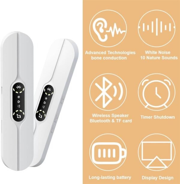 Under Pillow Speakers for Sleeping Bluetooth, Bone Conduction Technology, 3D White Noise Generator, Volume Control & Sleep Timer, TF Card Support Side Sleeper Friendly