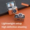 Digital Camera with Flip Screen, Retro Y2K Mini Keychain Camera, Compact Digital Camera with 180° Rotating Screen, Beauty Filter & Image Stabilization, Gift Camera (Brown)