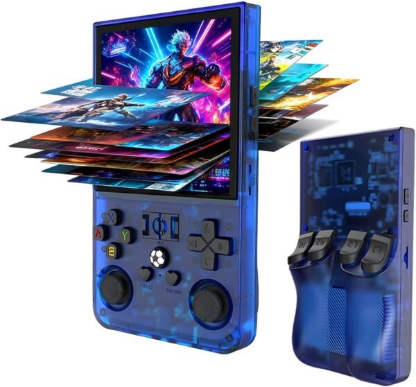 R36S Retro Handheld Game Console, 64GB Built-in Games, Save & Load Function, 3.5" IPS Screen, Portable Emulator Gaming Console for Travel, Adults & Kids (Purple R36s 3.5")