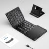 Samsers Foldable Bluetooth Keyboard with Touchpad - Portable Wireless Keyboard with Holder, Rechargeable Full Size Ultra Slim Pocket Folding Keyboards for Android Windows iOS Tablet & Laptop - Black