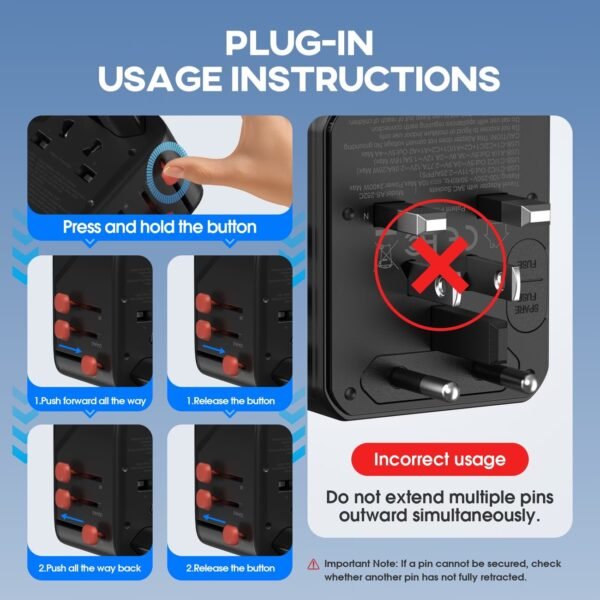Universal Travel Adapter GaN 65W Fast Charger, 3 USB-C (Each 65W) & 1 USB-A (PD 45W), 2500W AC Outlet, International Power Adapter for Europe, UK, US, Australia, Worldwide Travel Plug Adapter