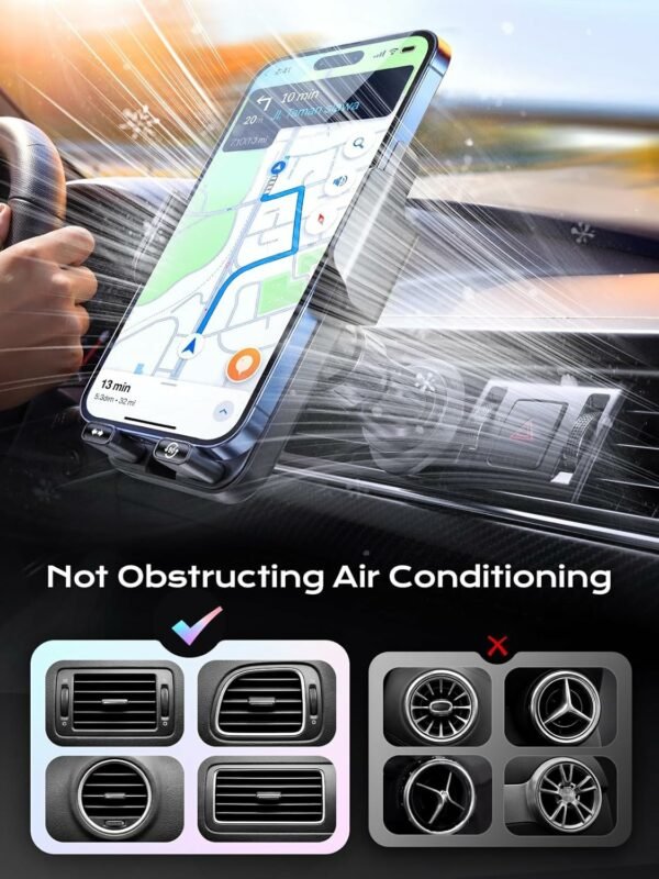 Phone Holders for Car, Cell Phone Mount 15W Wireless Car Charger with Induction Opening and Closing Air Vent Phone Stand with Smart Screen Rotation for Car Truck Accessories iPhone Samsung