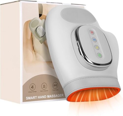 Hand Massager with Heat and Compression, 2026 Professional Cordless Electric Hand Massager with 3 Massage 5 Compression 3 Temperatures Suitable for Wrists and Fingers (White)