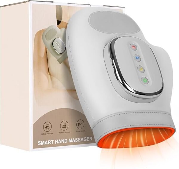 Hand Massager with Heat and Compression, 2026 Professional Cordless Electric Hand Massager with 3 Massage 5 Compression 3 Temperatures Suitable for Wrists and Fingers (White)