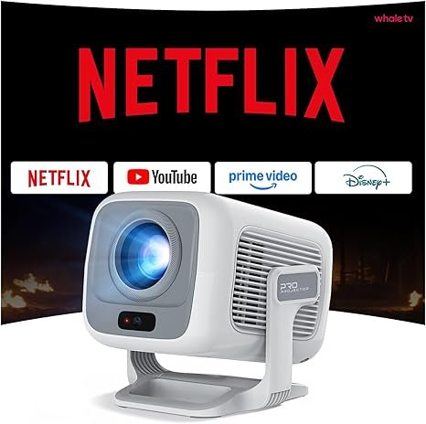 Native 1080P Smart Mini Projector with WiFi 6 Bluetooth 5.4, Full HD 4K Support Auto Focus&Keystone,Built-in Apps Android TV OS,Stereo Speakers,Portable Movie Projector for iPhone Home Outdoor WEMI X3