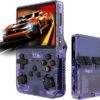 R36S Retro Handheld Game Console, 64GB Built-in Games, Save & Load Function, 3.5" IPS Screen, Portable Emulator Gaming Console for Travel, Adults & Kids (Purple R36s 3.5")