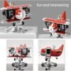 Airplane Flip Clock 12 Hours, Silent Retro Digital Desk Clock with Auto Flip Mechanism, Battery Powered Retro Flip Calendar for Home Office Bedroom Decor (Red)