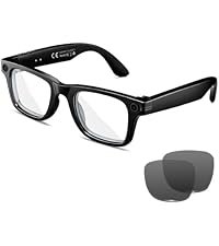 AI Smart Glasses with 8MP Camera, 1080P Video & HD Photo, Bluetooth Audio, AI Voice Assistant, Real-Time Translation, Object Recognition, Noise-Cancel Calls, Photochromic +2 Sunglasses Lenses