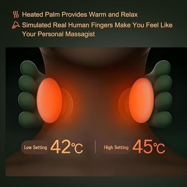 Neck Massager, Electric Neck and Back Massager with Heat, Simulated Human Hand Design Shoulder Neck Massage for Pain Relief and deep Tissue, Shiatsu Massage 4D Kneading, Gifts for Men Women