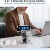 【2026 Upgraded】4 in 1 Wireless Charger, 3 in 1 Wireless Charging Station with Night Light for MagSafe Charger, 15W Magnetic Travel Stand for iPhone17/Air/Pro/Max/16/15/14/13/12, Apple iWatch, Airpods