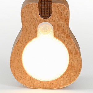 Rechargeable LED Guitar Night Light with Motion Sensor - Wooden Wall Sconce with 3 Light Modes & Built-in Music, Cordless Magnetic Mount, Unique Home Decor Gift