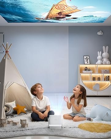 【Officially-Licensed APP & 1800 ANSI】Smart Mini Projector with WiFi and Bluetooth 4K Support, VOPLLS Auto Focus/ Keystone Outdoor Portable Movie Phone Video Proyector for Bedroom/Home/Wall/Ceilling