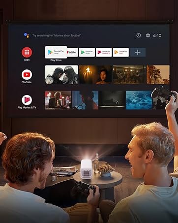 Native 1080P Smart Mini Projector with WiFi 6 Bluetooth 5.4, Full HD 4K Support Auto Focus&Keystone,Built-in Apps Android TV OS,Stereo Speakers,Portable Movie Projector for iPhone Home Outdoor WEMI X3