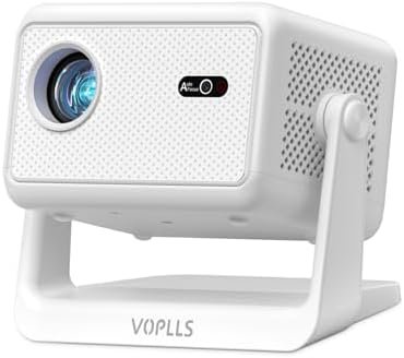 【Officially-Licensed APP & 1800 ANSI】Smart Mini Projector with WiFi and Bluetooth 4K Support, VOPLLS Auto Focus/ Keystone Outdoor Portable Movie Phone Video Proyector for Bedroom/Home/Wall/Ceilling