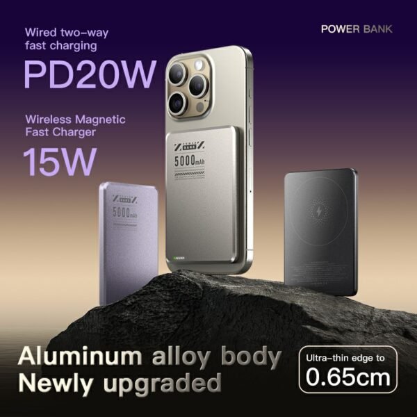 LISEN [0.3'' Ultra Slim [Qi2 15W Max] for MagSafe Battery Pack,5000mAh MagSafe Power Bank Wireless,Travel Essentials Portable Charger,Magnetic Power Bank for iPhone 17 Pro Max Plus Air 16 15 14 13 12
