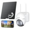 ieGeek Solar Security Cameras Wireless Outdoor, WiFi Surveillance Camera with Solar Panel & 9000mAh Battery, 24/7 Recording, 360° Panoramic View, Auto Tracking, 2K Color Night Vision, No Subscription