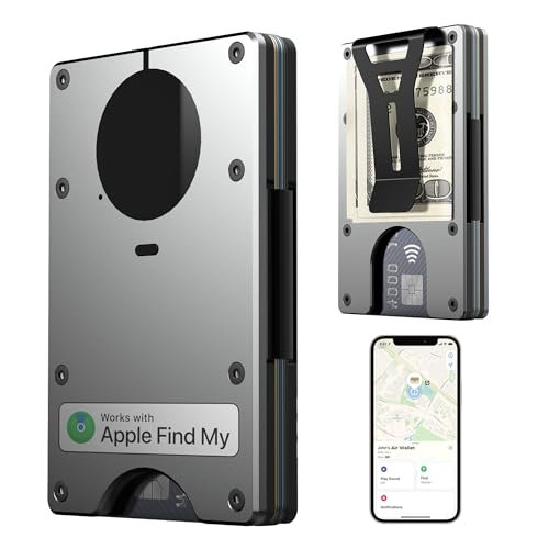 Air Wallet Minimalist Wallet With Built In Airtag Chip, Rfid Blocking Credit Card Holder, Slim Wallet For Men, Compatible With Apple Find My Ios Only,Trackable Wallet (Gray)