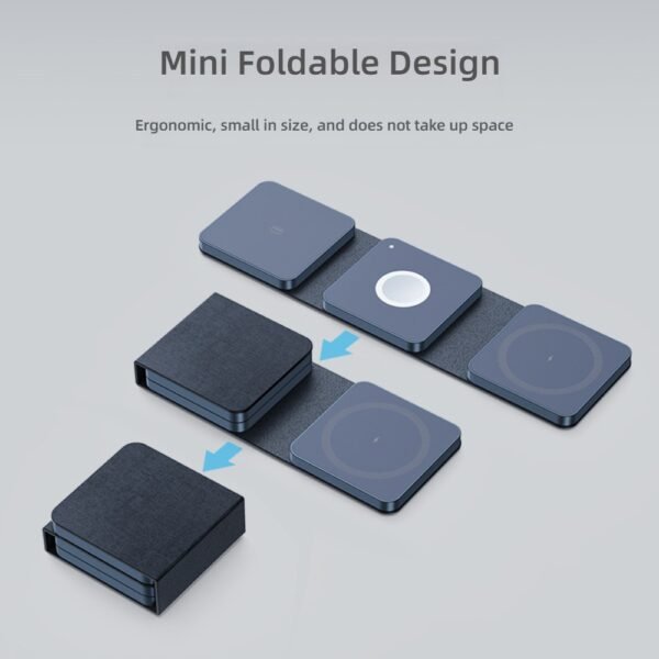3 in 1 Charging Station for Apple Multiple Devices, Foldable Magnetic Fast Wireless Charger Dock, Travel Charging Pad for iPhone 17 16 15 14 13 12 Pro Max Plus Apple Watch Series & AirPods 4/3/2/Pro