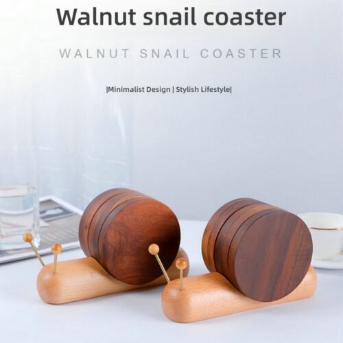 主图_2 New Snail Placemat - Tree-shaped Dishwashing Set, Wooden Windmill Coaster Set with Stand for Easy Storage - Suitable for Hot Pot, Fryg Pans, Teapots, Insulated Trays - Multifunctional Decoration