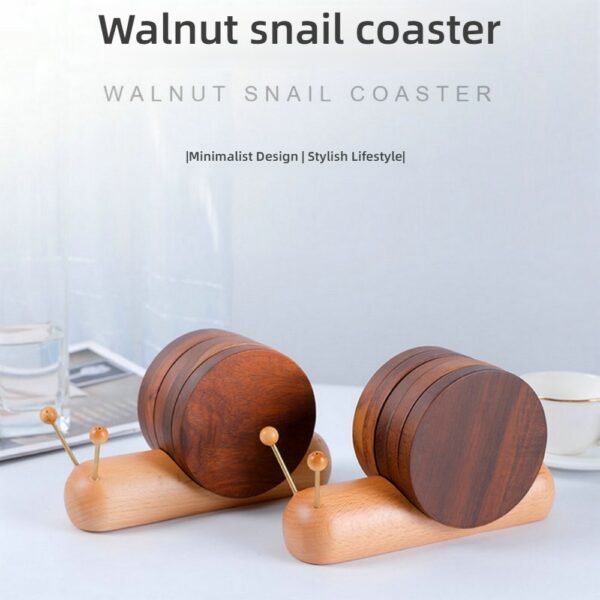 New Snail Placemat - Tree-shaped Dishwashing Set, Wooden Windmill Coaster Set with Stand for Easy Storage - Suitable for Hot Pot, Fryg Pans, Teapots, Insulated Trays - Multifunctional Decoration