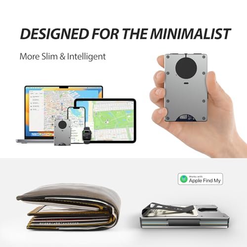 Air Wallet Minimalist Wallet With Built In Airtag Chip, Rfid Blocking Credit Card Holder, Slim Wallet For Men, Compatible With Apple Find My Ios Only,Trackable Wallet (Gray)