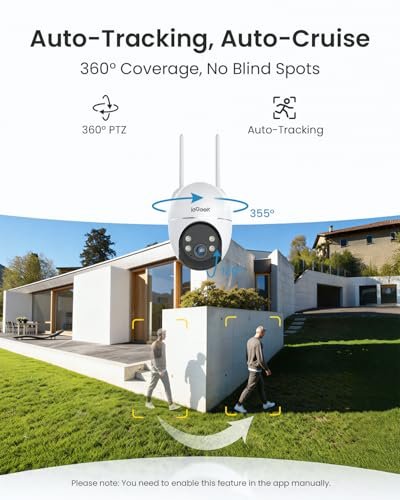 ieGeek Solar Security Cameras Wireless Outdoor, WiFi Surveillance Camera with Solar Panel & 9000mAh Battery, 24/7 Recording, 360° Panoramic View, Auto Tracking, 2K Color Night Vision, No Subscription