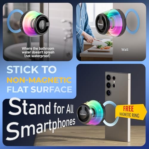 Mini Bluetooth Speaker, Teen Gift Ideas, Loudspeaker with Bass Diaphragm, 5W Internal-Magnet Speaker, 7H Playtime,TWS, RGB Light, TF Card Slot