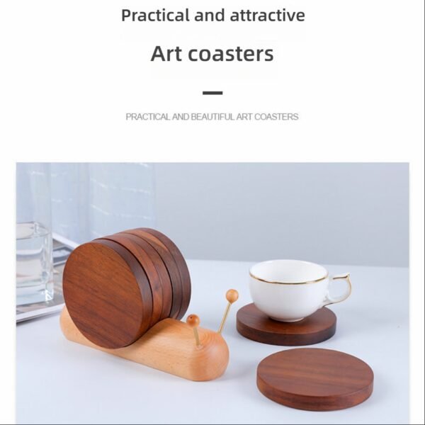 New Snail Placemat - Tree-shaped Dishwashing Set, Wooden Windmill Coaster Set with Stand for Easy Storage - Suitable for Hot Pot, Fryg Pans, Teapots, Insulated Trays - Multifunctional Decoration