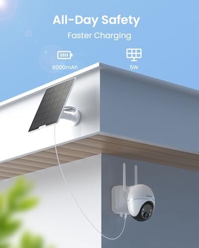 ieGeek Solar Security Cameras Wireless Outdoor, WiFi Surveillance Camera with Solar Panel & 9000mAh Battery, 24/7 Recording, 360° Panoramic View, Auto Tracking, 2K Color Night Vision, No Subscription