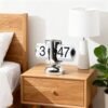 Flip Clock, Retro Flip Clock, Stylish Timepiece, Battery-Powered, Built-in Gears, Perfect for Desks/Bedrooms/Offices(White)