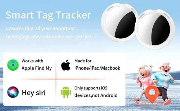 Pack Tracker Tags [Apple MFi Certified] Pair with Apple Find My (iOS Only) Bluetooth Air Smart Tags Key Finder Item Locator Waterproof Finder Worldwide Tracking for Pets Wallet Backpack Dogs Luggage