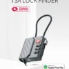Location Finder, Tracking Luggage Locks TSA Approved Compatible with Apple Find My App, Bluetooth Tracker with USB-C Rechargeable Battery, Heavy-Duty Zinc Alloy & Steel Cable