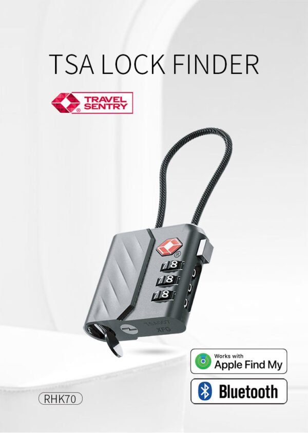 Location Finder, Tracking Luggage Locks TSA Approved Compatible with Apple Find My App, Bluetooth Tracker with USB-C Rechargeable Battery, Heavy-Duty Zinc Alloy & Steel Cable