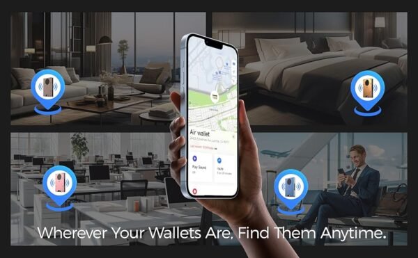Air Wallet Minimalist Wallet With Built In Airtag Chip, Rfid Blocking Credit Card Holder, Slim Wallet For Men, Compatible With Apple Find My Ios Only,Trackable Wallet (Gray)