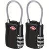 TSA Approved Cable Luggage Locks, Re-settable Combination with Alloy Body, Black 2 Locks.