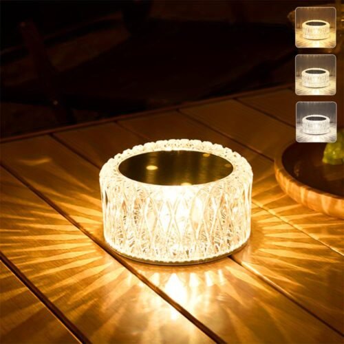 1 Portable Crystal LED Table Lamp, 3-Levels Brightness Desk Lamp,3 Color Touch Control Rechargeable Lamp for Bedroom Living Room Decor (16 Color)