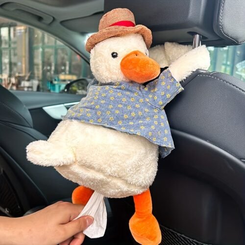 Tissue Box Cover Plush Tissue Box Holder for Car, Home, Decorative Holder/Organizer for Bathroom Vanity Countertop, Nightstands, Office Desk-Duck