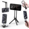 OMOTON TP02 360°Rotating for MagSafe Tripod, Adjustable Aluminum Magnetic Phone Tripod for iPhone 17/16/15/14 Pro Max Air, Foldable Cell Phone Stand Fits Vlog, Gym, Travel Essentials Accessories