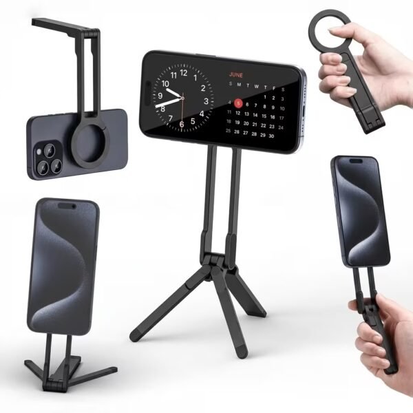 OMOTON TP02 360°Rotating for MagSafe Tripod, Adjustable Aluminum Magnetic Phone Tripod for iPhone 17/16/15/14 Pro Max Air, Foldable Cell Phone Stand Fits Vlog, Gym, Travel Essentials Accessories