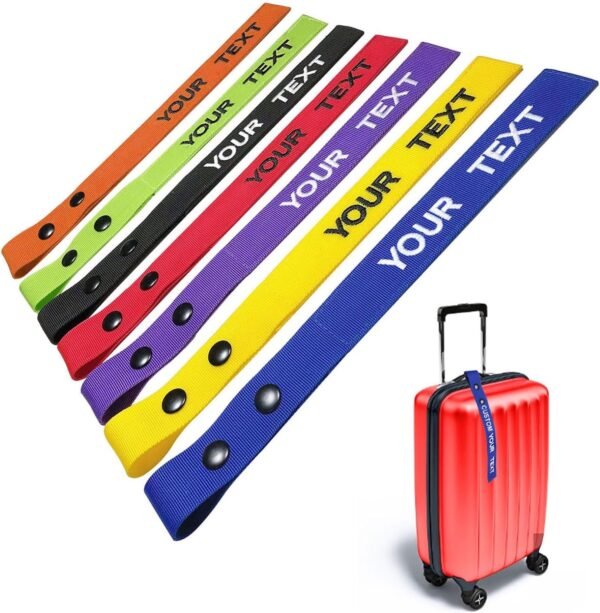 Personalized Luggage Tags, Customized Name ID Suitcase Tag Labels for Travel Suitcase, Personalized Embroidery Baggage Tags to Quickly Spot Suitcases,Travel Bag,Hiking Bag (Polyester)