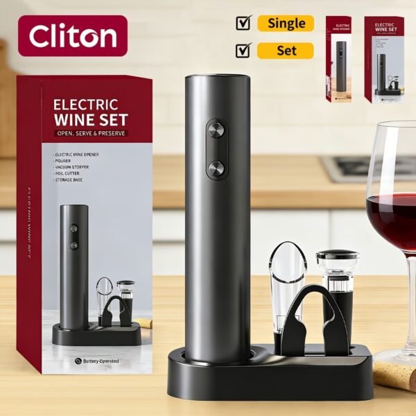 Electric Wine Aerator & Opener Set with Accessories, Rechargeable Automatic Corkscrew, Aerator, Dispenser, Foil Cutter Tool, Stopper, Wine Lovers Gift for Housewarming, Birthday, Registry, Anniversary